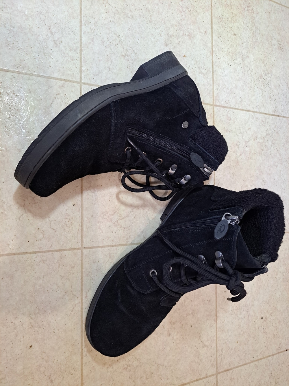 Denver Hayes Black Suede Lace-Up Ankle Boots